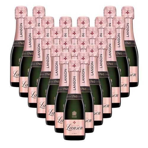 Case of 24 Bottles of Mini Lanson Le Creation Rose Champagne 20cl – Perfect for Parties or Giveaways
